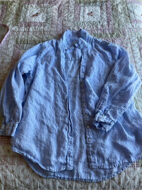 Sigrid Olsen Kids Light Blue Linen Button-Down Shirt - 1X Worn once. Needs iron